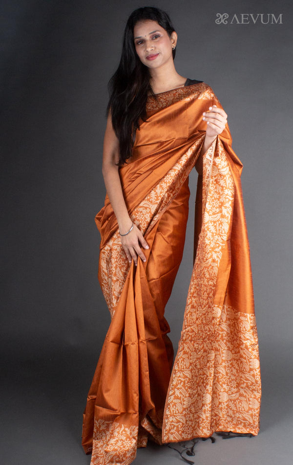 Copper Semi Tussar Silk Saree - 7737 - AEVUM