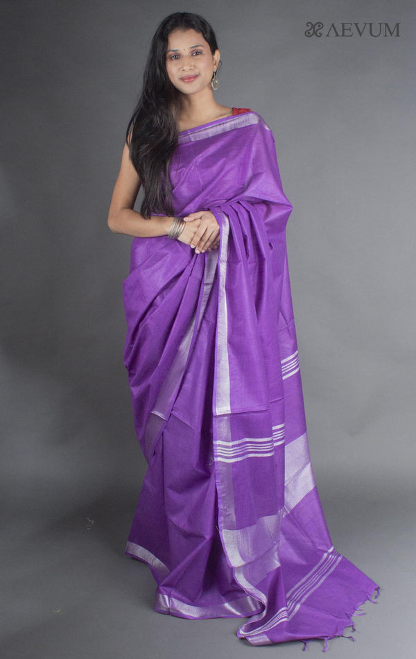 Semi Linen Saree with Blouse Piece - 7901 - AEVUM