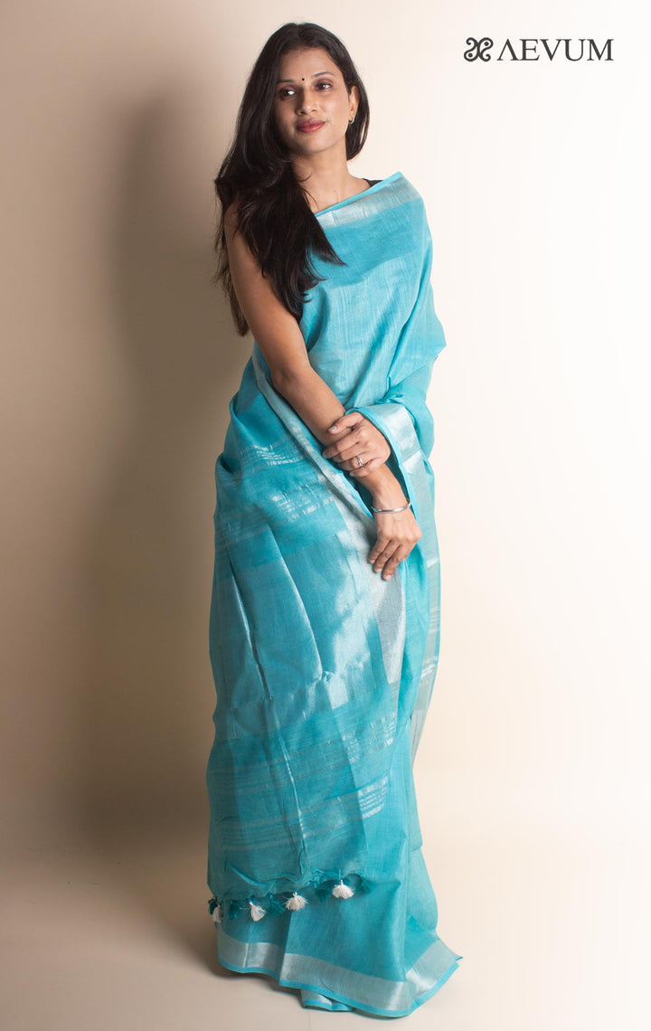 Semi Linen Saree With Blouse Piece - 1608 Saree Meera Roy   