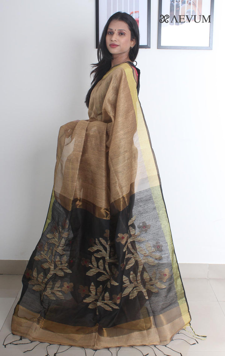 Silk Linen Saree with Blouse Piece - 1772 - AEVUM