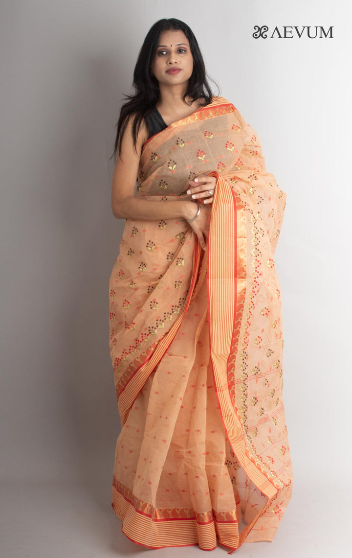 Bengal Cotton Tant Saree with Embroidery - 1432 - AEVUM
