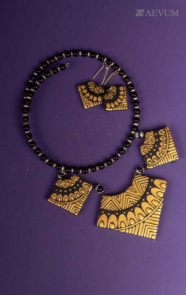 Beaded Terracotta Handmade Necklace Set - 7944 Jewellery AEVUM   