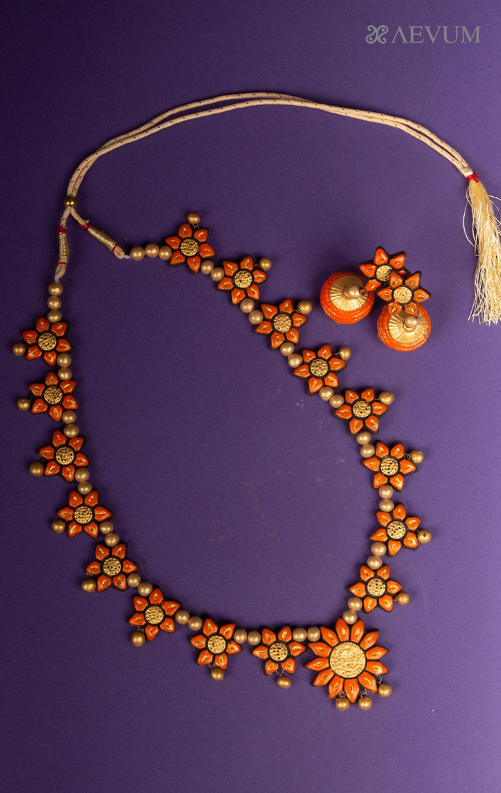 Terracotta Handmade Necklace Set - 7932 - AEVUM