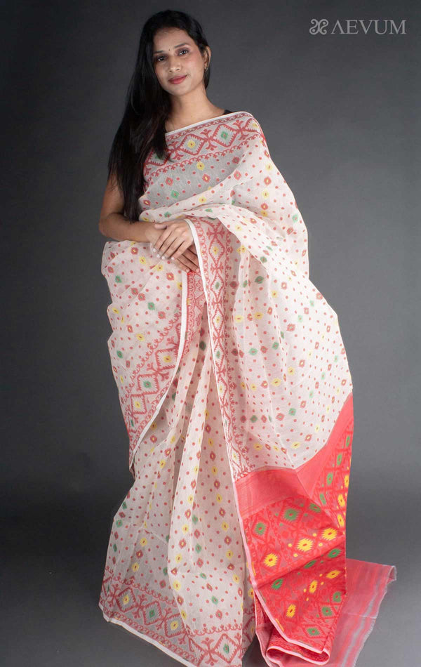Bangladeshi  Dhakai Jamdani Saree without Blouse Piece - 7755 - AEVUM
