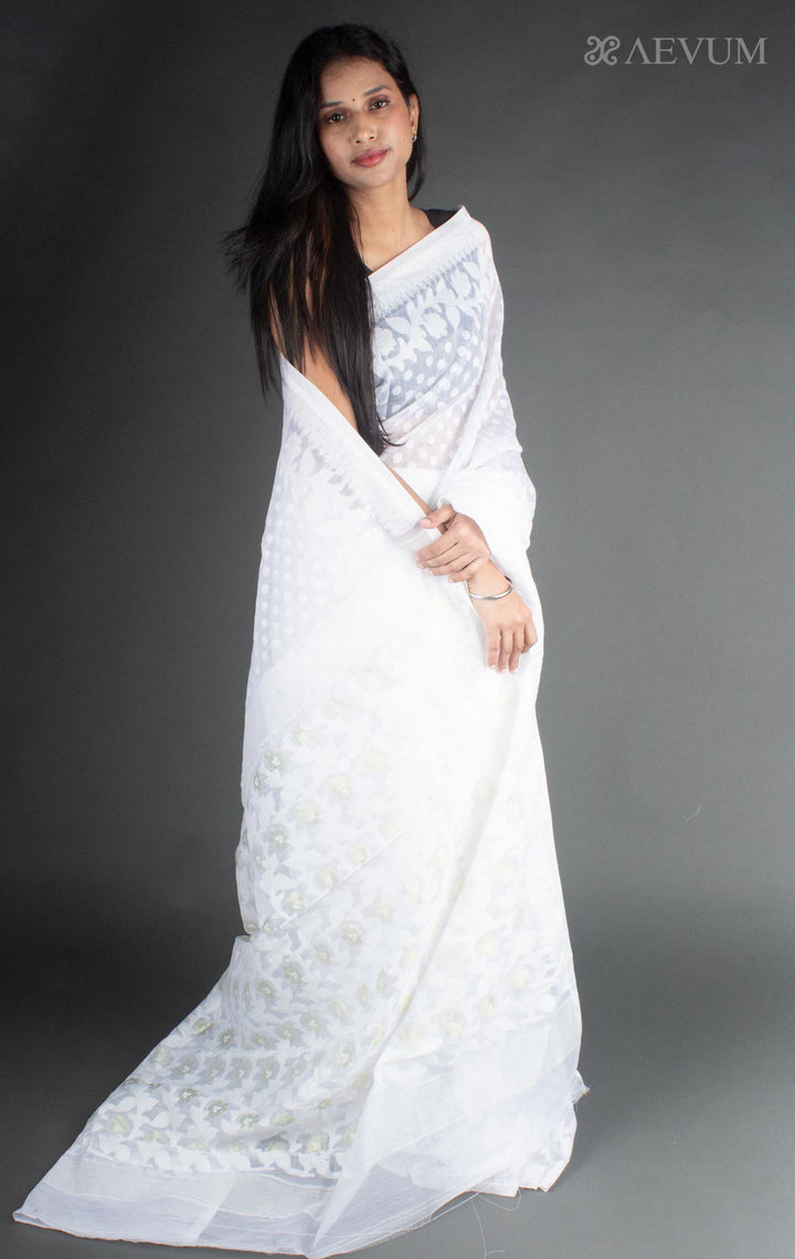 Nayantara Dhakai Jamdani Saree without Blouse Piece - 7735 - AEVUM