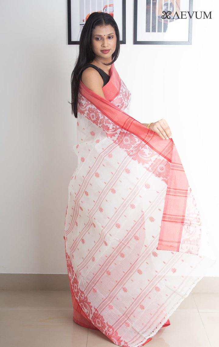 Bengal Cotton Tangail Tant Saree - 2433 - AEVUM