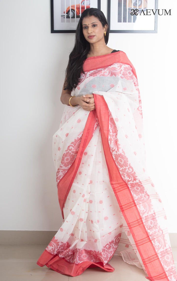 Bengal Cotton Tangail Tant Saree - 2433 - AEVUM