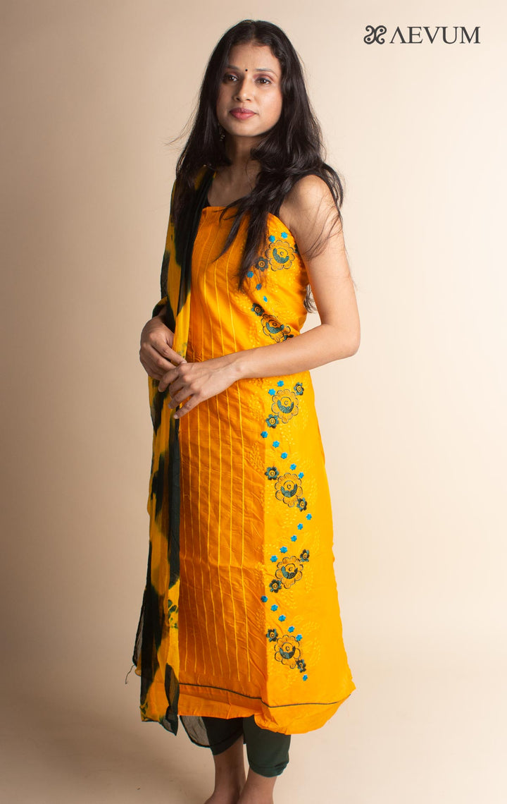 Unstitched Cotton Dress Material with Chiffon Dupatta - 2993 Dress Material Nivera Fashion   