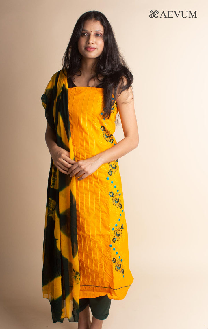 Unstitched Cotton Dress Material with Chiffon Dupatta