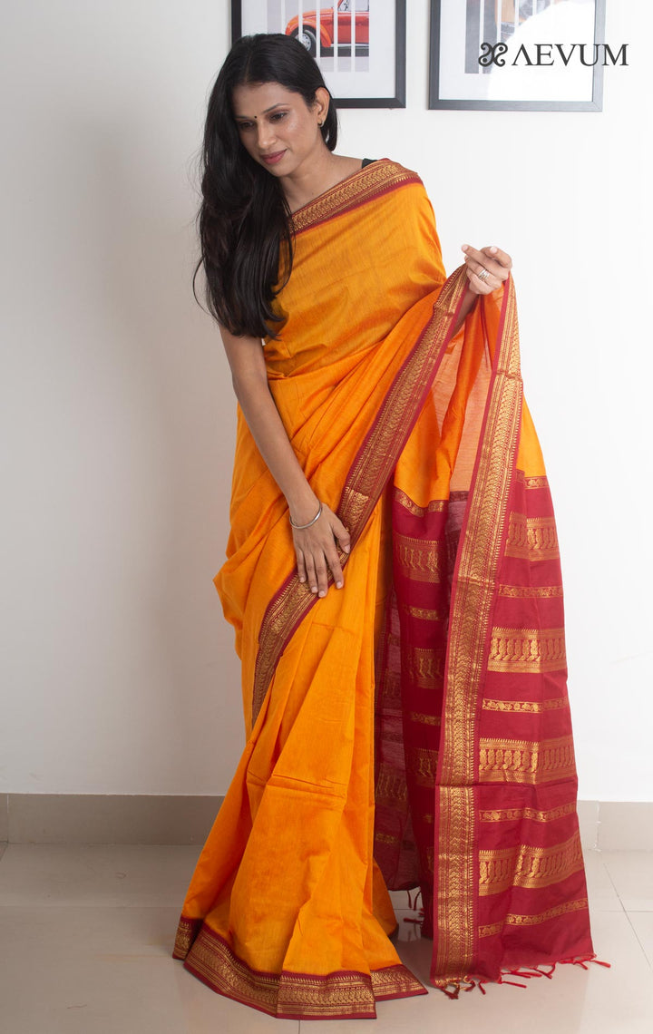 Kalyani South Cotton Silk Handloom Saree with Blouse Piece - 1835 - AEVUM