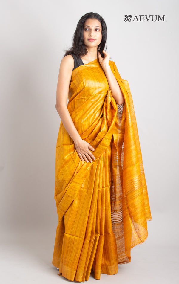 Pure Tussar Gicha Silk Saree with Silk Mark - 0404 Saree Tausif   